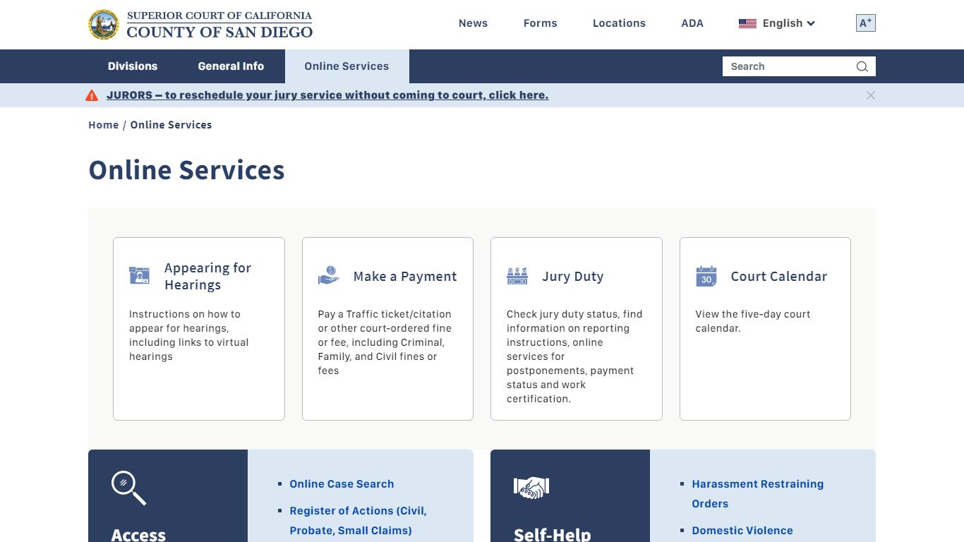 Online Services | Superior Court of California - County of San Diego